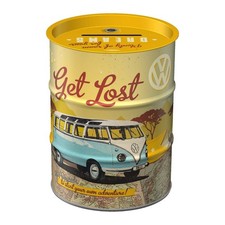 Tirelire Bidon Vintage Van VW Bulli – Déco Rétro Voyage – Tonneau de pétrole