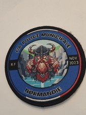 Insigne Patch Ecusson Tissu Police Municipale Normandie Obsolète 