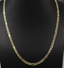 Chaîne Homme Maille Alternée En Or Massif 18K Collier Vintage Années '70