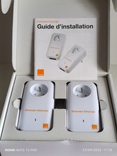 Lot 2 Prises Adaptateur CPL Orange Extender Ethernet Liveplug HD 500 Mbits/ ADSL
