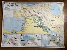 Ancienne affiche scolaire plastifiée - Palestine et Mésopotamie anciennes