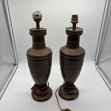 Paire Pieds Lampes Laiton Signées Paris S1 43 Vintage 40cm Douille