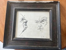Ancien Cadre Dessin De Gaulle Signe Hansi ? Rare