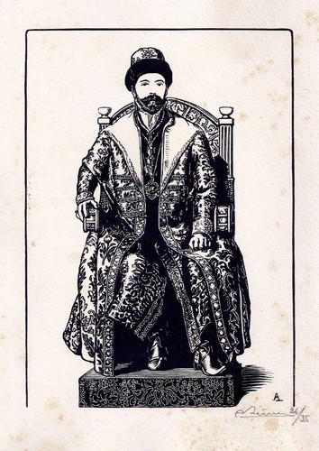Wood engraved augustus - engraved, by
