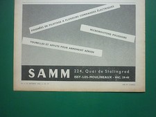 10/1964 PUB SAMM ISSY-LES-MOULINEAUX POIGNEE PILOTE TOURELLES AFFUTS FRENCH AD