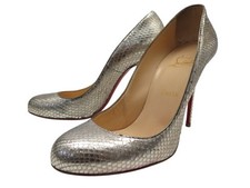 CHAUSSURES CHRISTIAN LOUBOUTIN SIMPLE PUMP 39.5 PYTHON ARGENTE BOITE SHOES 1250€