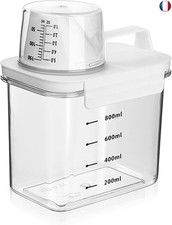 JJWUYUE Distributeur de lessive hermétique de 1100 ml avec verre doseur, boîte d