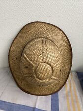 Ancien Chapeau Paille Style Colonial Deco 
