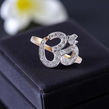 Bague élégante 1/2 Cts ronde taille brillante diamants naturels om or jaune...