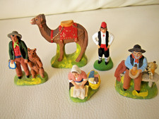 lot de 5 santons creche CARBONEL 7 cm Noel Eglise terre cuite provence sapin