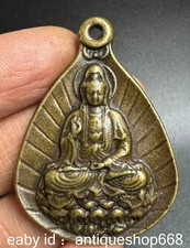 1,7 "vieux Copper chinois Feng Shui Guanyin Kwan - yin Goddess pendant