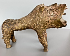 RARE STATUE ANCIENNE LION EN BRONZE BENIN NIGERIA OBJET ETHNIQUE