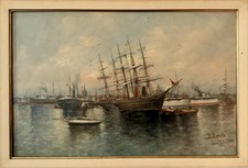Tableau De Marine Ancien , Le Port De Cologne