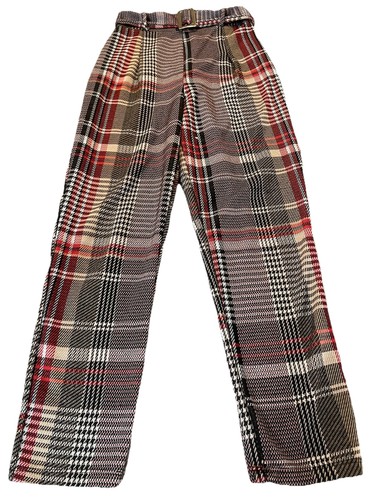 Vtg 70s belted plaid crop - belted,