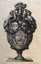 Le Pautre (1618-1682) Pot Aphrodite et Putti gravé par Pequegnot estampe 1856