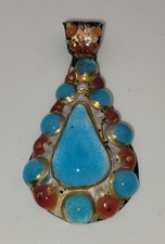 Pendentif Émaillé Signé ML Limoges Émail Sur Cuivre Bijou D’Art Vintage  #M# G5