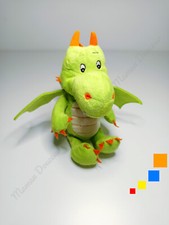Peluche/Doudou Dragon Vert Blanc Cornes Griffes Nez Orange Blanc 18cm - Kinder