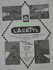 PUBLICITE DE 1922 ACETYL
