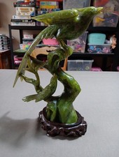 Statue Oiseaux En Jade H 27cm