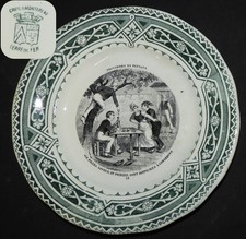 CREIL ET MONTEREAU Assiette parlante Proverbes & paysans "Vin, Filles, Saveur.."