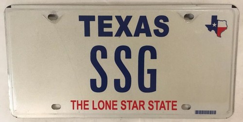 Vanity ssg license plate - tx,