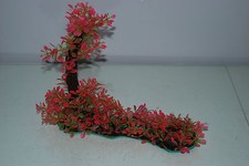 Aquarium Réaliste Plastique Plante 7 x 25 x 23 CM Sur Plat Base Rose & Vert