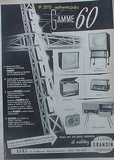 PUBLICITE GRANDIN RADIO TELEVISION MEUBLE SAPHIR PIANISTOR DE 1960 FRENCH AD PUB