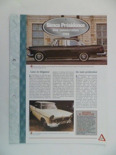 Carte fiche auto simca - carte,