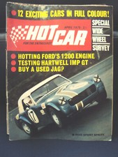 Vintage April 1970 Hot Car Magazine, Colour Features