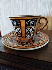 Tasse à Chocolat et sa Soucoupe Céramique Vernissée Signé Yvon Roy Circa 1950