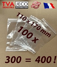 LOT 100 sachets pochette plastique zip 110x170 11x17 pochon 50 microns réel ! f