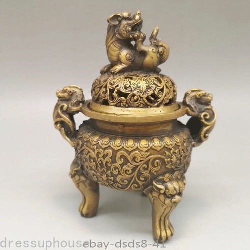 Old bronze signed luck dragon - bronze,