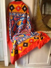 LOT TISSU NAPPE DESSUS LIT INDE BALI ELEPHANT COTONNADE MIROIRS COLLECT BON ETAT