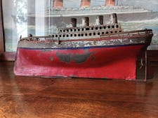 Bateau ancien jouet francais mécanique tole 45cm