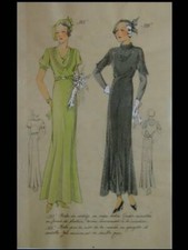 MODE ART DECO, ROBES DE MARIAGE -1933 - POCHOIR SUR CALQUE, LES CROQUIS DE PARIS
