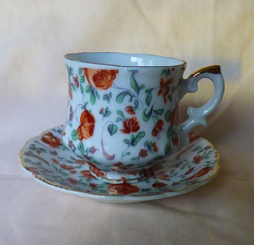 Lefton porcelain rose chintz - porcelain,