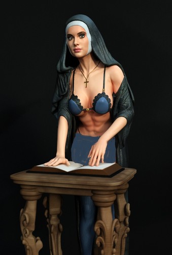 Figurine résine sexy - résine, nun
