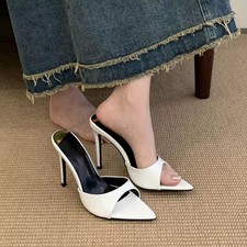 Sabots Blancs Vernis Avec Pointe Fine Et Talon Haut Sexy 11 CM CF46251