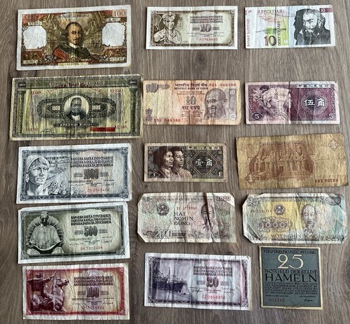 Lot billets du monde - 15,