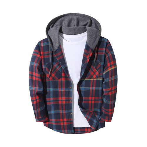 Mens trendy plaid hooded - trendy,