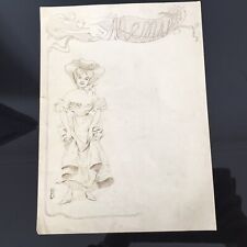 RARE MENU 1900 Dessin Original Signé Ancien - Authenticité Drawing Handmade
