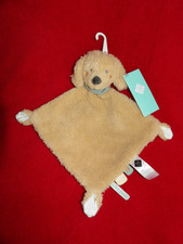 Doudou Plat TEX BABY  Chien Fourrure Beige Bandana Vert