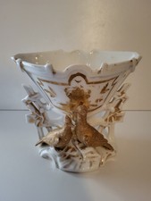 Vase De Mariés Ancien Réhaut D'or XIX Ème Siècle Rare "Couple Colombes"