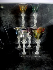 7 verres couleurs  liqueur ou porto en cristal de Bayel bacchus modèle venus