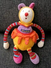 1775?20cm Doudou Peluche Dragobert orange jaune mauve grelot MOULIN ROTY