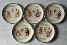 Lot de 5 assiettes anciennes Choisy le Roi faience blanche décor carte à jouer