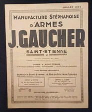 CATALOGUE 1934 MANUFACTURE STEPHANOISE D'ARMES J. GAUCHER 42 SAINT ETIENNE CHASS