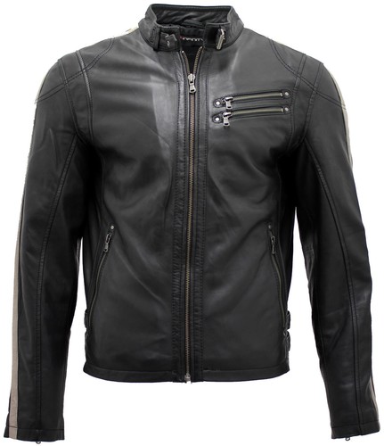 Veste motard cuir - de,