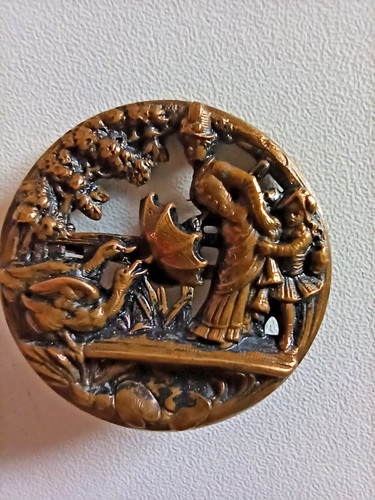 Ancienne broche bouton laiton - bouton,