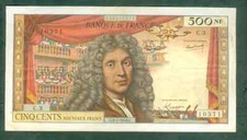 RARE BILLET DE 500NF MOLIÈRE